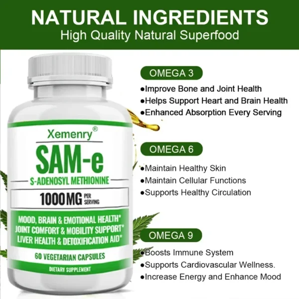 SAM-e Supplements - Joint Pain Relief, Knee Care Capsules - Image 3